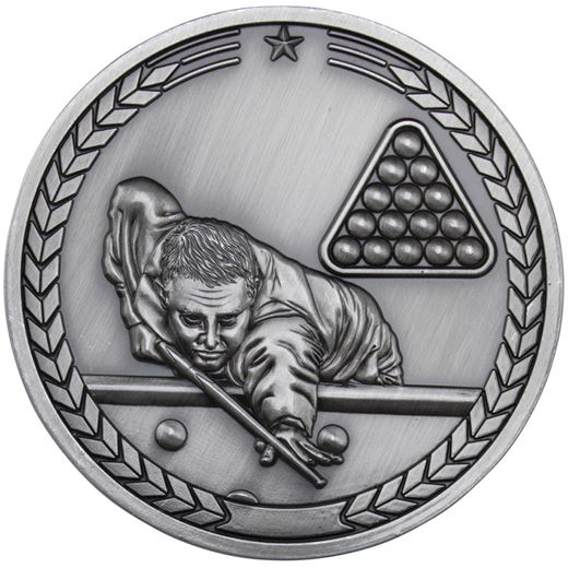Pool/Snooker Presentation Medal Antique Silver 70mm (2.75")