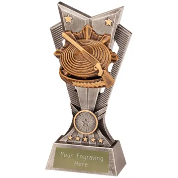 CLAY PIGEON SHOOTING RESIN TROPHIES,5 SIZES,SILVER/GOLD,FREE ENGRAVING & CENTRES 