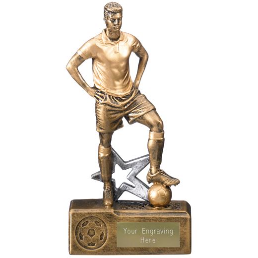 Victorem Male Footballer Trophy Antique Gold 20cm (8")