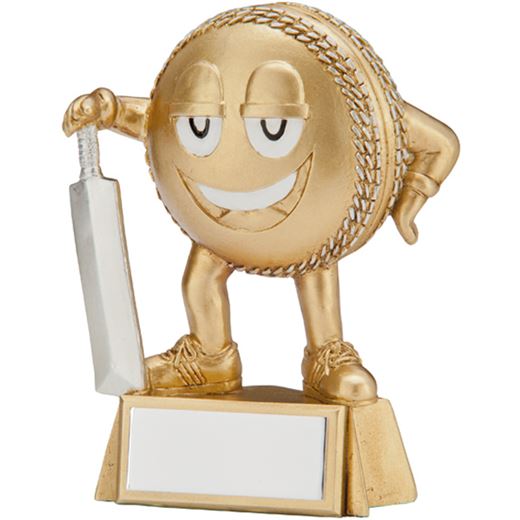 Gold & Silver Resin Happy Little Cricket Ball Trophy 9cm (3.5")