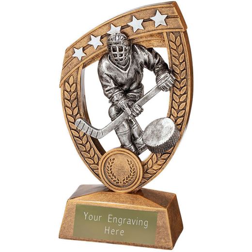 Patriot Ice Hockey Trophy Antique Gold 16cm (6.25")