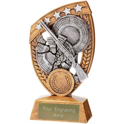 Patriot Clay Pigeon Shooting Trophy Antique Gold 14cm (5.5")
