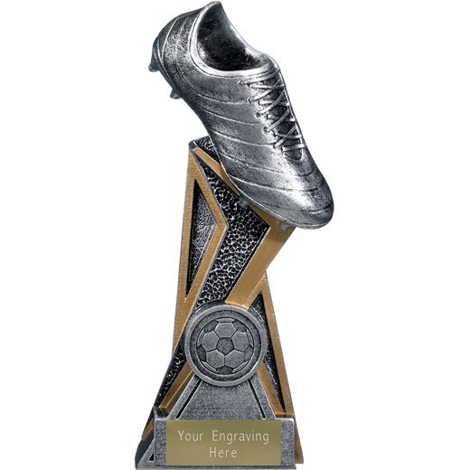 Storm Football Boot Trophy Antique Silver 17cm (6.75")