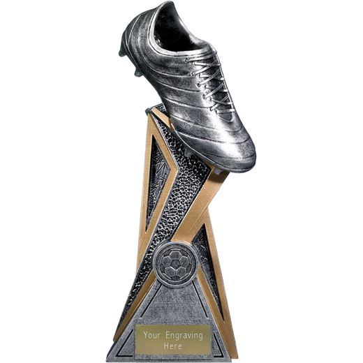 Storm Football Boot Trophy Antique Silver 24cm (9.5")