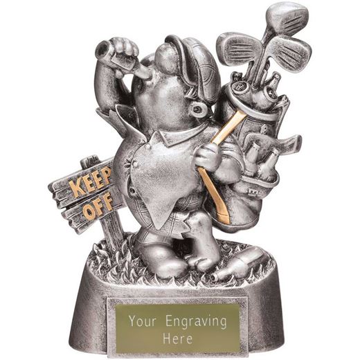 Novelty Sozzled Golf Trophy Antique Silver 16.5cm (6.5")