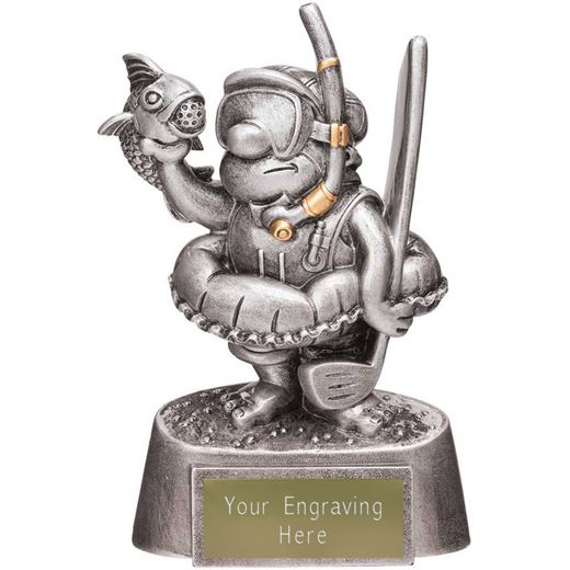 Novelty In The Water Golf Trophy Antique Silver 16cm (6.25")