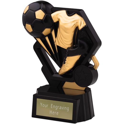 Thunder Football Trophy Black & Gold 15cm (6")
