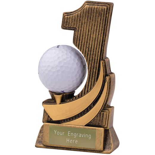 Hole In One Golf Ball Holder Award Antique Gold 13cm (5")