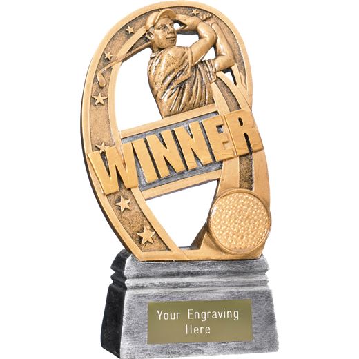 Golf Winner Trophy Antique Gold 16.5cm (6.5")