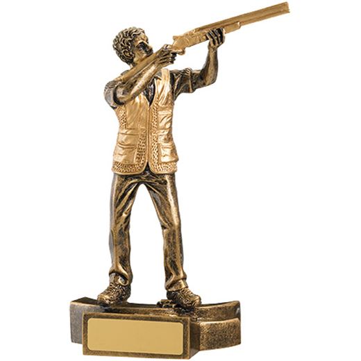 Gold Resin Male Clay Pigeon Shooting Trophy 18cm (7")