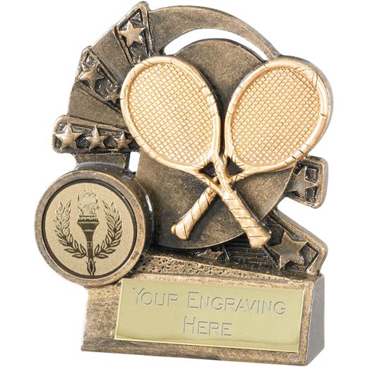 Tennis Trophy with Gold Crossed Rackets 9cm (3.5")