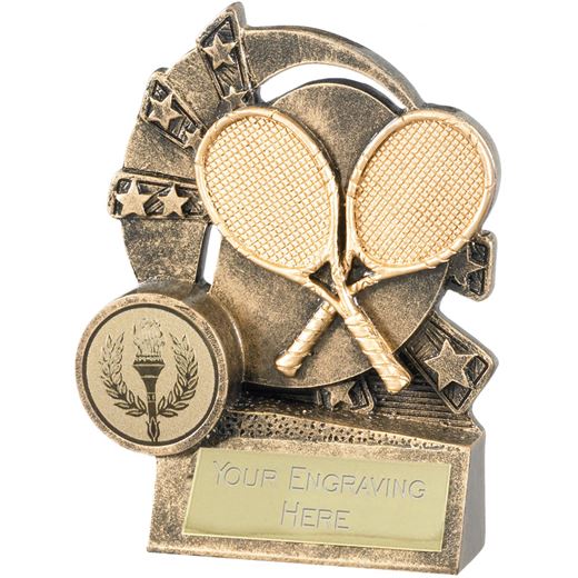 Tennis Trophy with Gold Crossed Rackets 10cm (4")