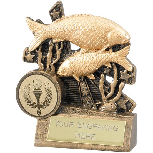 Fishing Trophy with Stars Background 9cm (3.5")