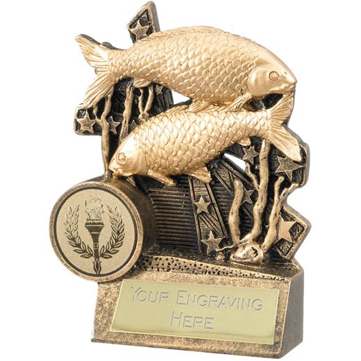 Fishing Trophy with Stars Background 10cm (4")