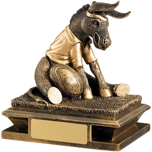 Antique Gold Resin Rugby Donkey Trophy 12cm (4.75")