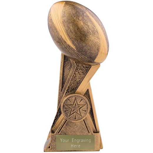 Storm Rugby Ball Trophy Antique Gold 17cm (6.75")