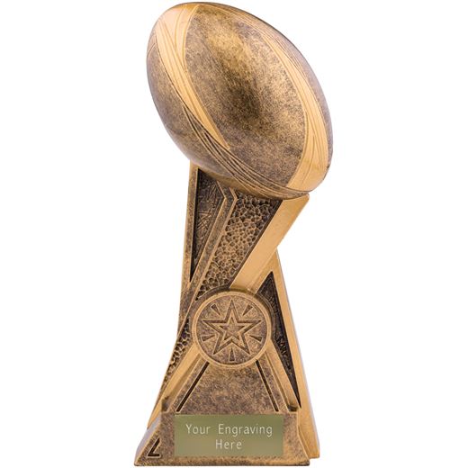Storm Rugby Ball Trophy Antique Gold 19cm (7.5")
