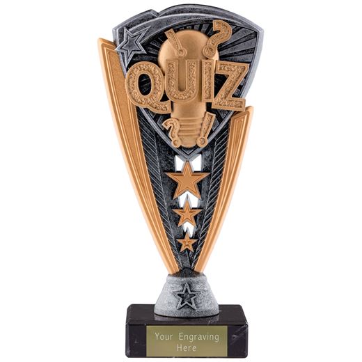 Utopia Quiz Trophy on Marble Base Antique Silver 18.5cm (7.25")