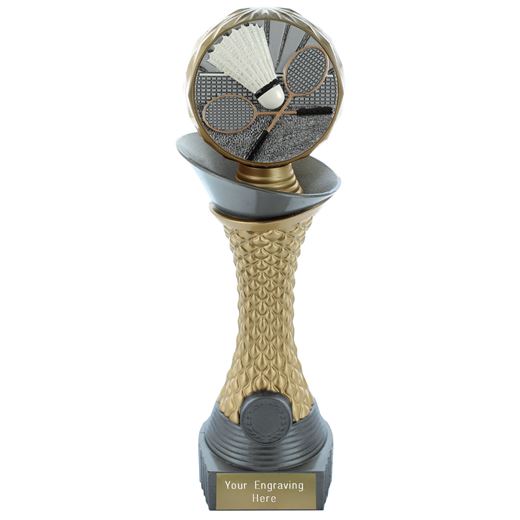 Badminton Trophy Heavyweight Hemisphere Tower Silver & Gold 25cm (10")