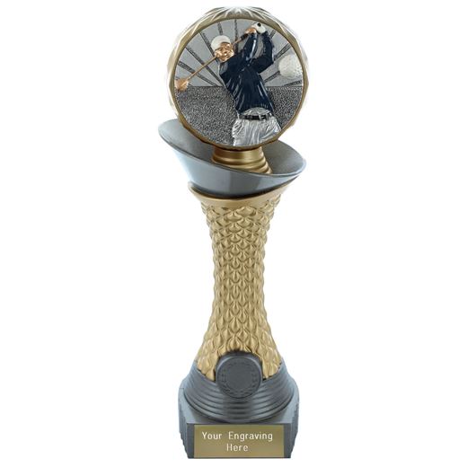 Golf Trophy Heavyweight Hemisphere Tower Silver & Gold 23.5cm (9.25")