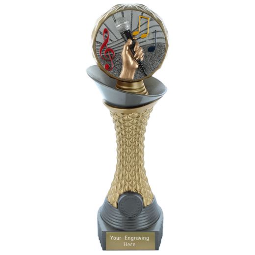 Music Trophy Heavyweight Hemisphere Tower Silver & Gold 27.5cm (10.75")