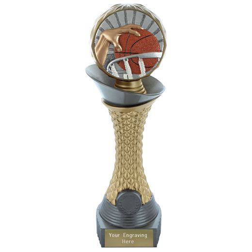 Basketball Trophy Heavyweight Hemisphere Tower Silver & Gold 25cm (10")