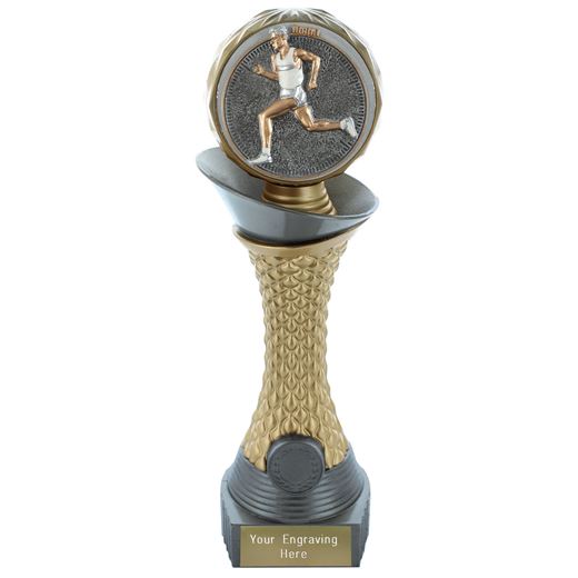 Male Running Trophy Heavyweight Hemisphere Tower Silver & Gold 25cm (10")