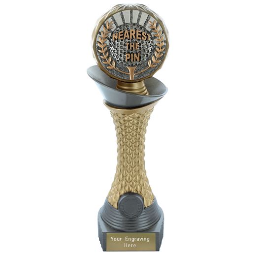 Nearest The Pin Golf Trophy Heavyweight Hemisphere Tower Silver & Gold 25cm (10")