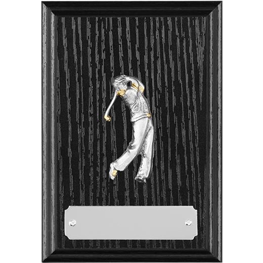 Black Ash Finished Golf Plaque with Pewter Golfer in Action 12.5cm (5")