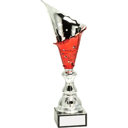 Silver & Red Spiral Trophy Cup 36cm (14.25")