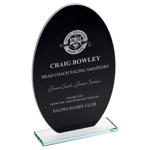 Black Jade Glass Oval Award 20.5cm (8")