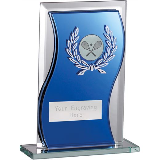 Squash Glass Plaque Award Blue & Clear 12.5cm (5")