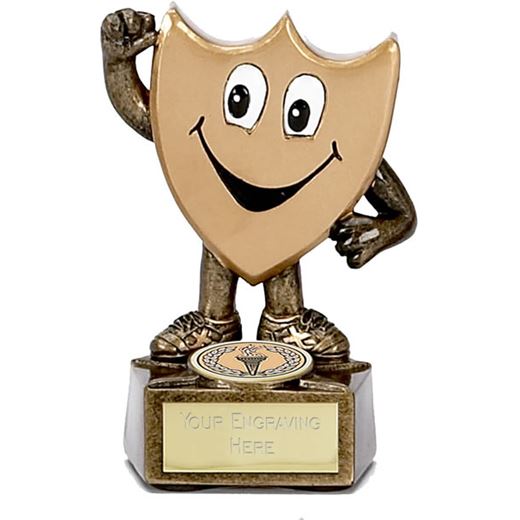 Children's Trophy Shield Man Gold with Face 9.5cm (3.75")