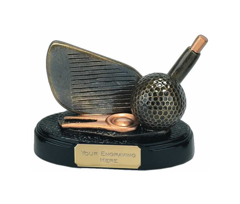 Gold Golf Club Iron Trophy 10cm (4