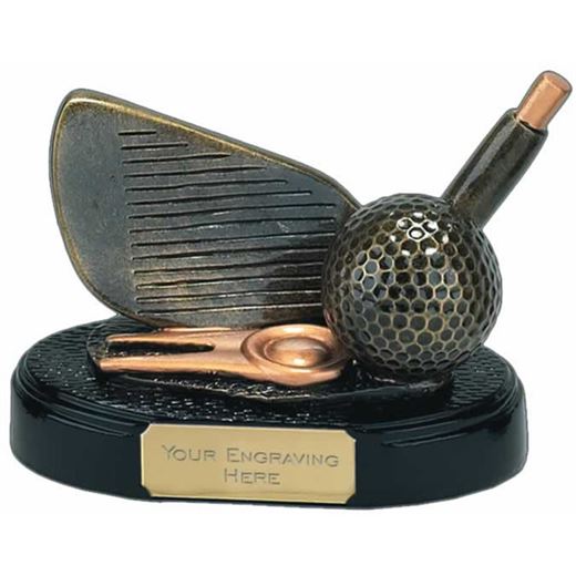Gold Golf Club Iron Trophy 10cm (4")
