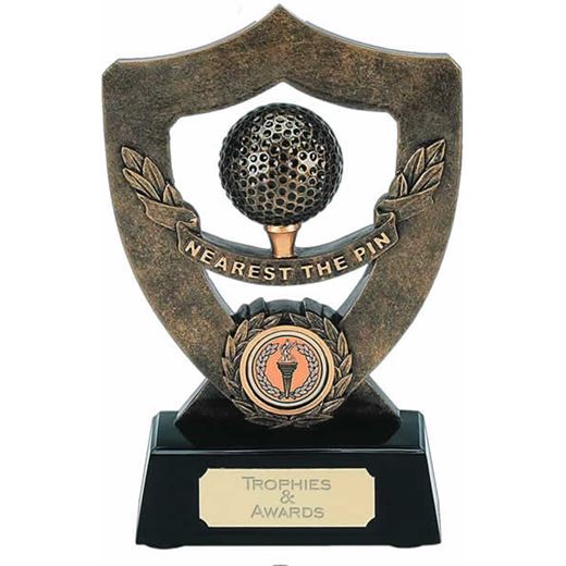 Gold Nearest The Pin Trophy Shield 18cm (7")