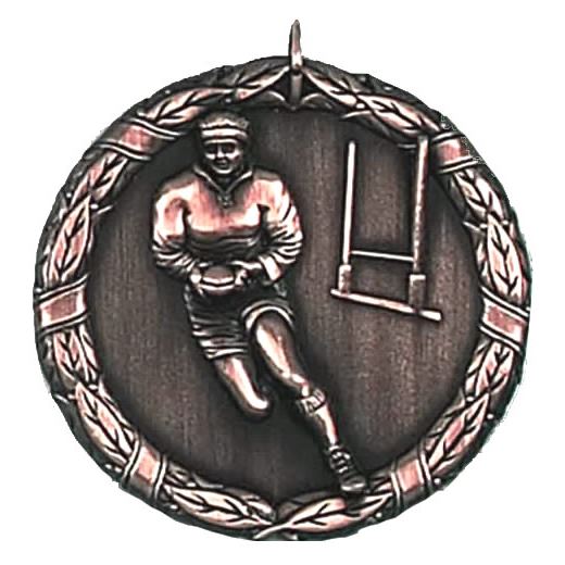 Bronze Laurel Rugby Medal 50mm (2")