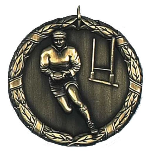 Gold Laurel Rugby Medal 50mm (2")