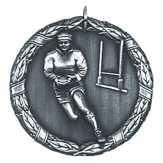 Silver Laurel Rugby Medal 50mm (2")