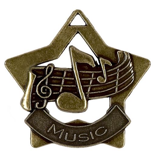 Bronze Music Mini Star Medal 60mm (2.25")