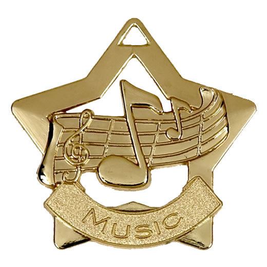 Gold Music Mini Star Medal 60mm (2.25")