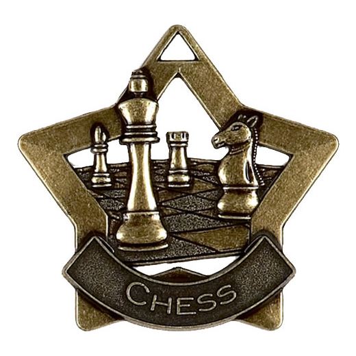 Bronze Chess Mini Star Medal 60mm (2.25")
