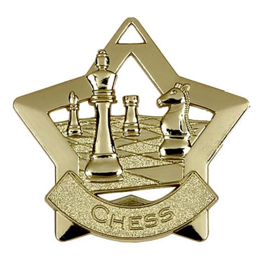 Gold Chess Mini Star Medal 60mm (2.25")