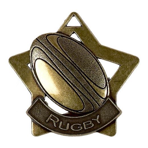 Bronze Rugby Mini Star Medal 60mm (2.25")