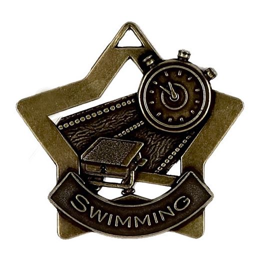 Bronze Swimming Mini Star Medal 60mm (2.25")