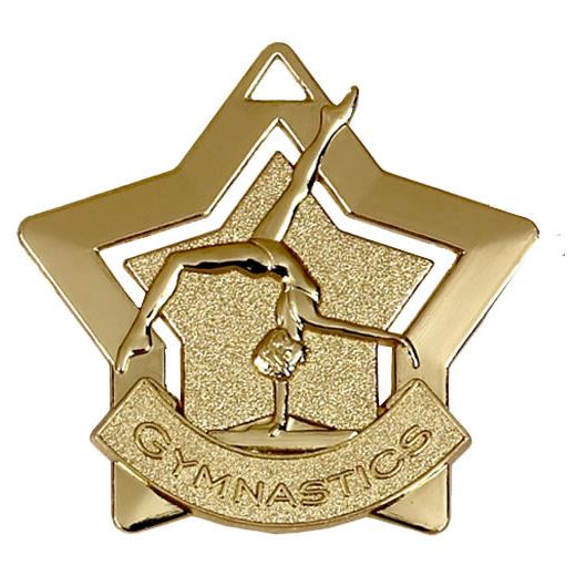 Gold Gymnastics Mini Star Medal 60mm (2.25")