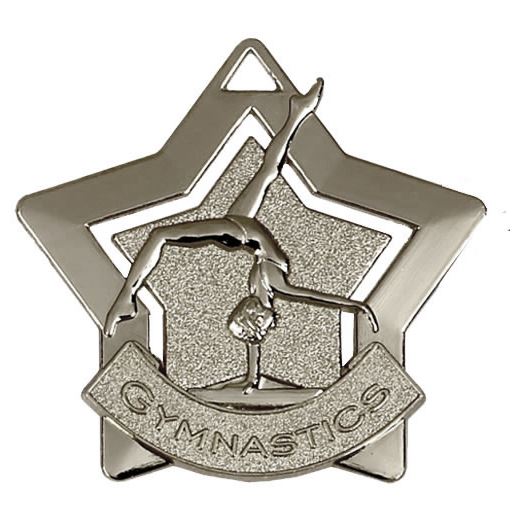 Silver Gymnastics Mini Star Medal 60mm (2.25")