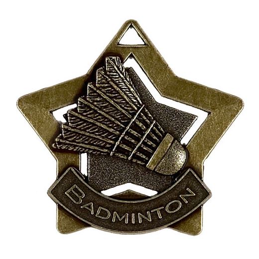 Bronze Badminton Mini Star Medal 60mm (2.25")