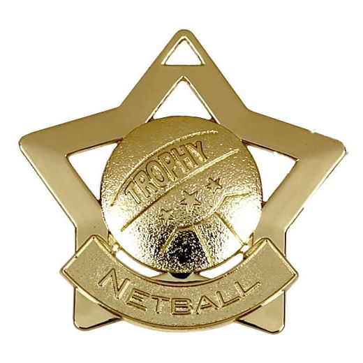 Gold Netball Mini Star Medal 60mm (2.25")