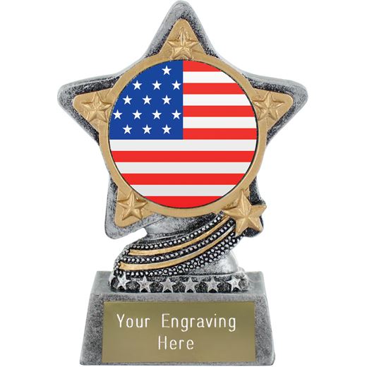 American Flag Trophy by Infinity Stars Antique Silver 10cm (4")